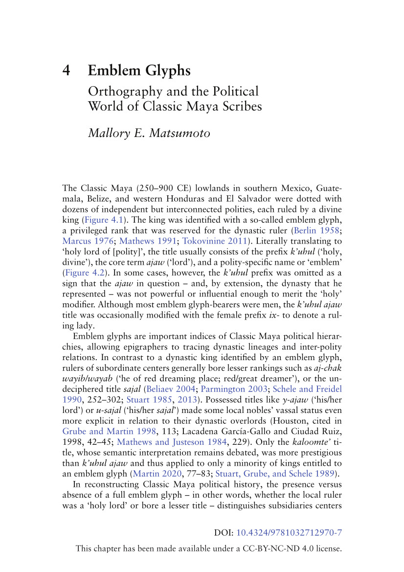 Cover von Emblem Glyphs : Orthography and the Political World of Classic Maya Scribes