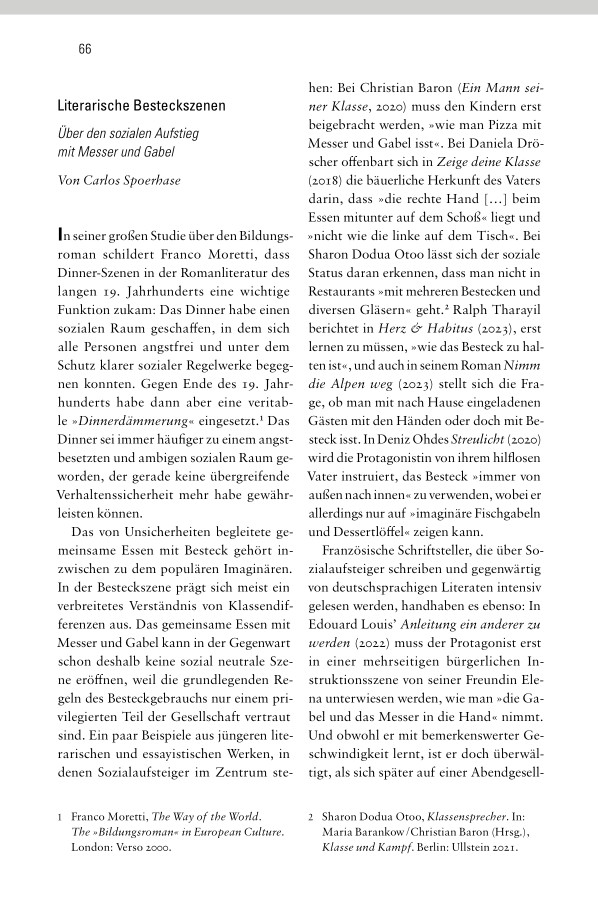 cover of Literarische Besteckszenen : Über den sozialen Aufstieg mit Messer und Gabel